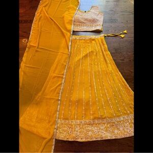 Yellow Lehenga with silver details